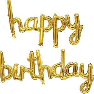 Happy Birthday Balloons Banner Reusable Mylar Letter